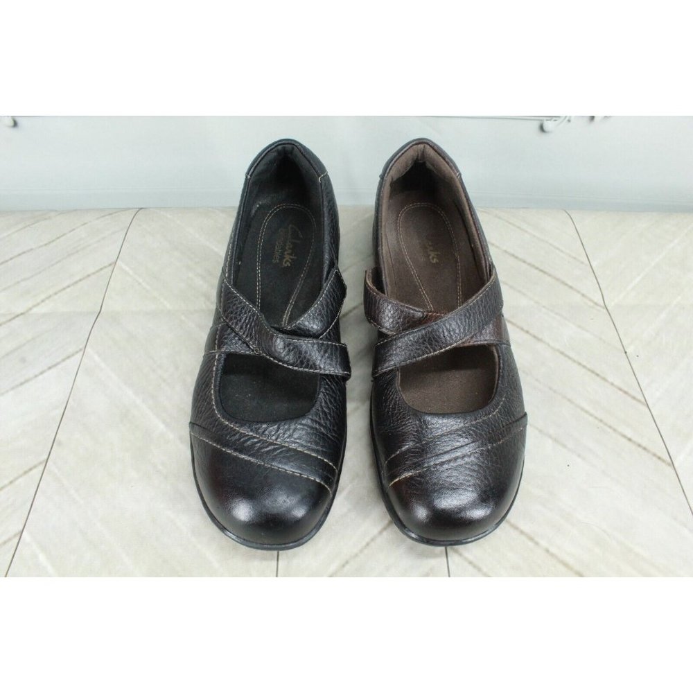 Clarks Bendable Black Leather Slip On Mary Jane Comfort Shoes Size 7 M - Picture 5 of 8